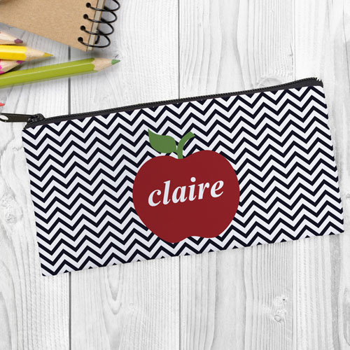 Diseñe su propio estuche de lápices de Chevron negro de manzana roja