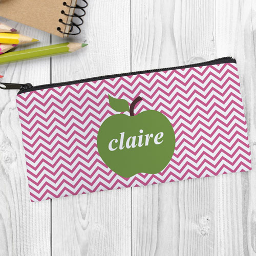 Diseñe su propio estuche de lápices Chevron rosa y verde
