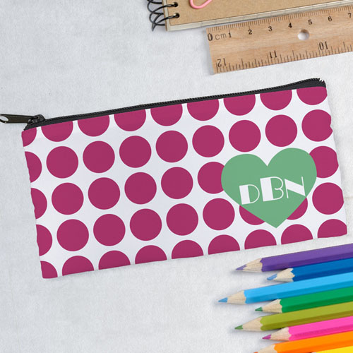 Diseñe su propio estuche de lápices de puntos forma grandes corazónes