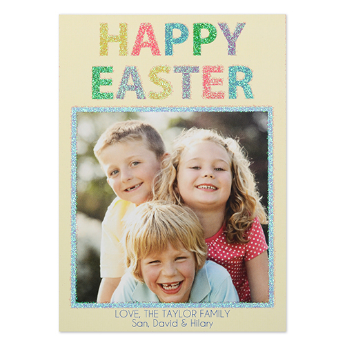 Tarjeta personalizada con brillos de Pascua