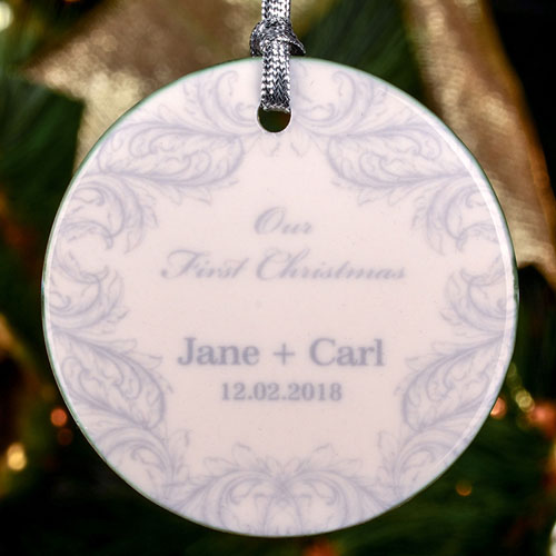 Wedding Swirl Personalized Ceramic Ornament