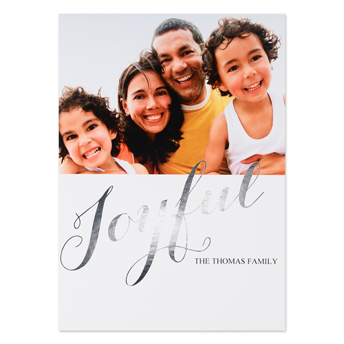 Tarjeta personalizada con foil plateado diseño 