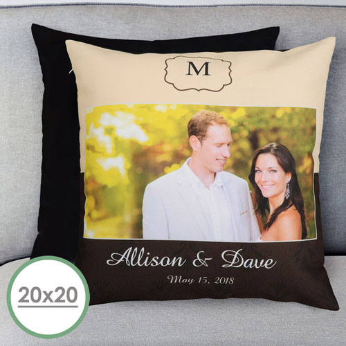 Día de la boda Funda de almohada grande personalizada 50,80 cm x 50,80 cm (sin relleno) 