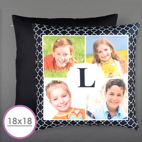 Cojín fotográfico personalizado inicial de cuatro colores 45.72 cm x 45.72 cm (sin relleno) 