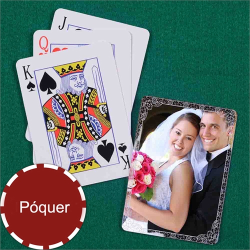 Naipes personalizados para la boda con un marco violeta antiguo