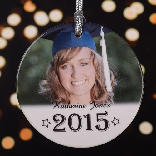 Black Class Of 2017 Personalized Photo Porcelain Ornament