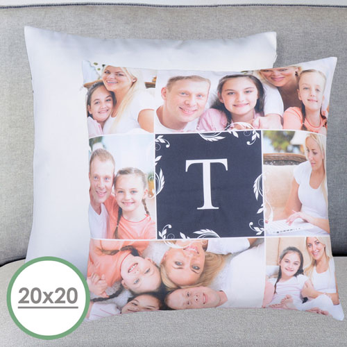 Funda de almohada grande personalizada Collage Monogramada 50.80 cm x 50.80 cm (Sin inserto) 