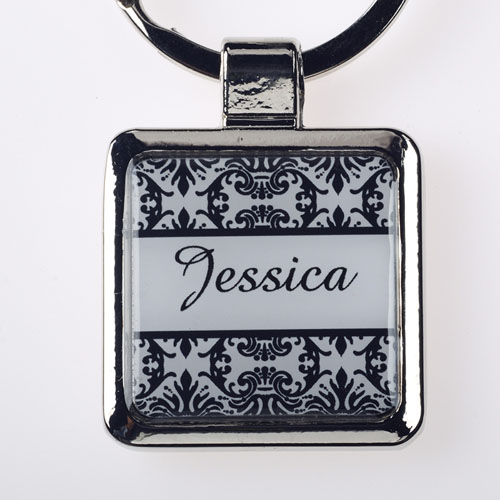 Llavero de metal cuadrado personalizado de Damasco (pequeño)