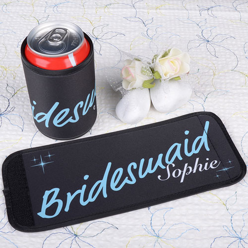 Personalizada con Dama de honor envoltura de botella   o lata color aqua