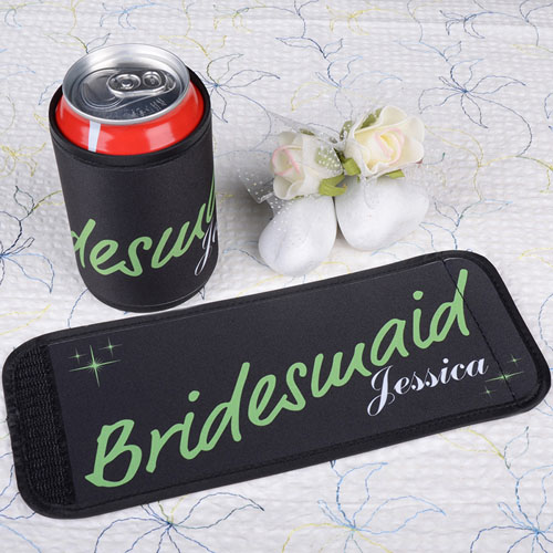 Dama de honor verde Envoltura personalizada de lata o botella   