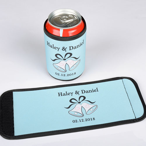 Campanas de boda personalizadas y envoltura de botellas 