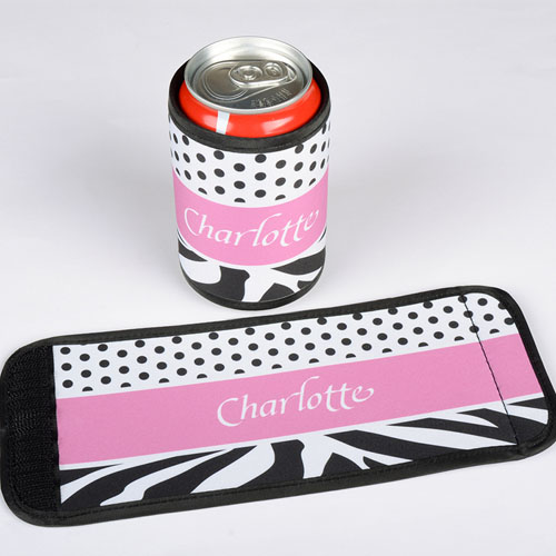 Lunares y Cebras Impresos Personalizados Koozie