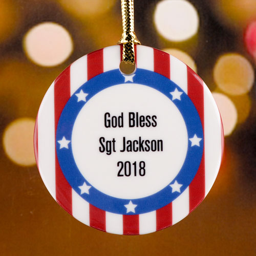 Patriotic Pride Personalized Porcelain Round Ornament