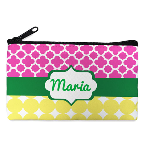 Bolsa cosmética personalizada color fucsia y mostaza. Pequeña (10.1x17.7) 