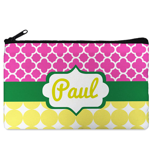 Bolsa cosmética personalizada color fucsia y mostaza