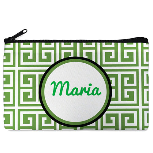 Bolsa cosmética personalizada con cuadrícula verde