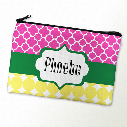 Bolsa cosmética personalizada color fucsia y mostaza