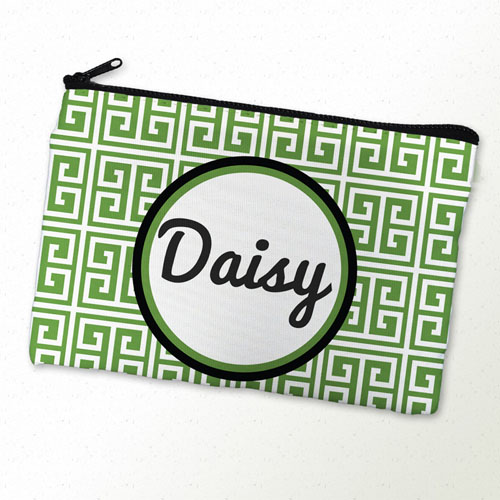 Bolsa cosmética personalizada con cuadrícula verde