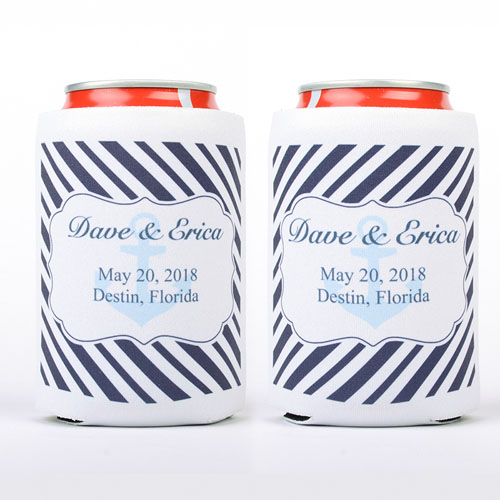 Boda náutica azul personalizada enfriador de lata
