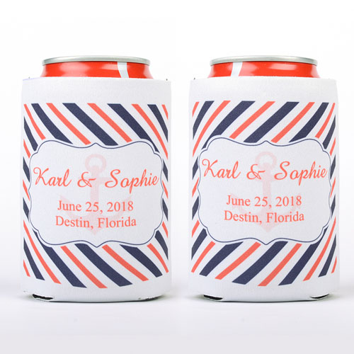 Boda Náutica Rosa enfriador de latas Personalizado