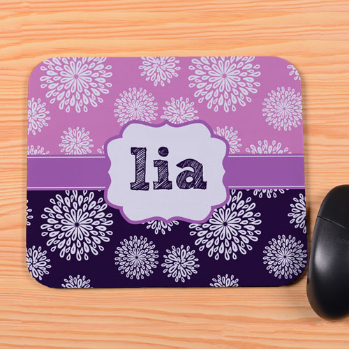 Create Your Own Purple & Plum Floral Personalized Mouse Pad