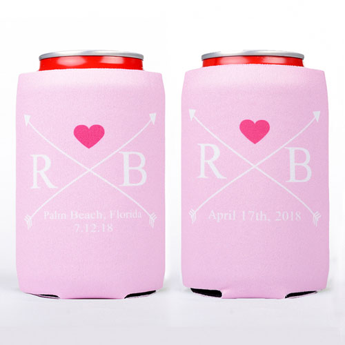 Corazones y Flecha Personalizado enfriador de latas , Rosa