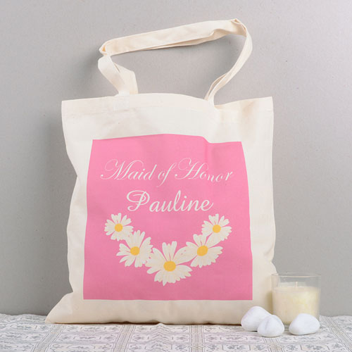 Dama de honor floral bolsa personalizada de algodón