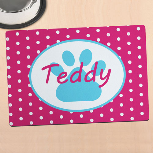 Alfombrilla de comida personalizada para mascota diseño 
