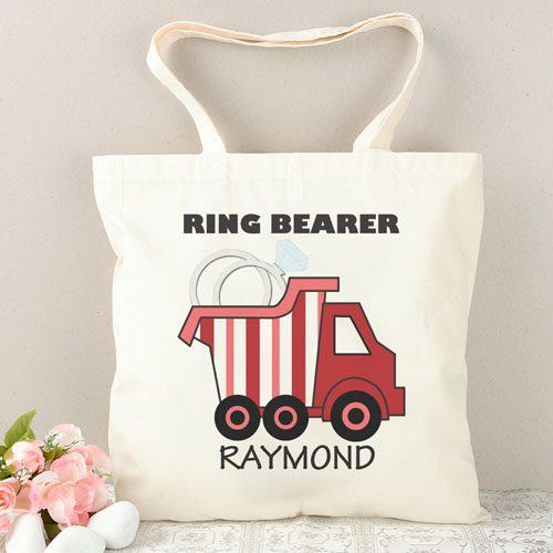 Portador del anillo rojo rayas camión personalizado Bolsa de mano