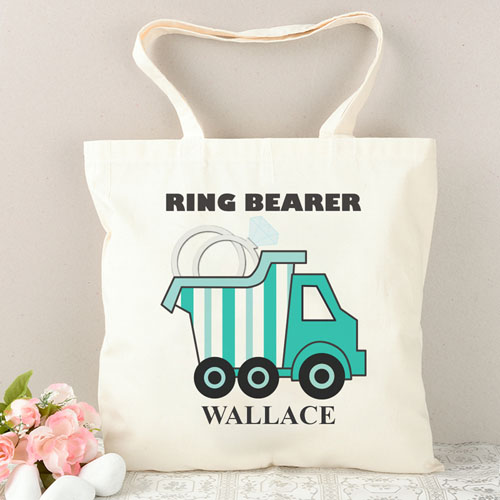 Portador de anillos Peacock rayas camión personalizado Tote Bag