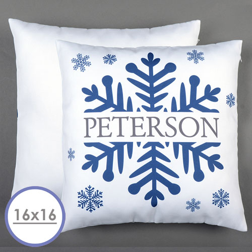 Funda de almohada personalizada Copo de nieve 40,64 cm x 40,64 cm (sin relleno) 