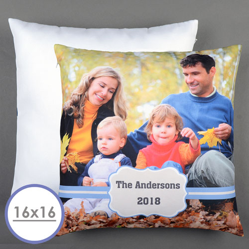 Marco Azul Funda de Cojín de Almohada Personalizada 40.64 cm x 40.64 cm (Sin Insertar) 