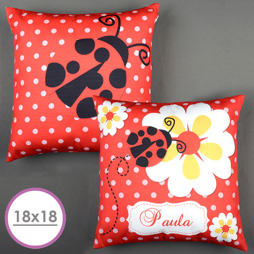 Cojín grande personalizado de mariquitas 45,72 cm x 45,72 cm (sin relleno) 