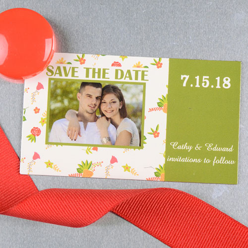 Crear e imprimir margarita verde personalizada Guardar la fecha Imán 5.08 cm x 8.89 cm Tamaño de tarjeta