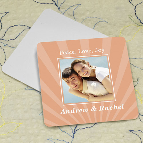 Portavasos de cartóno personalizado con fotografía cuadrada color rosa