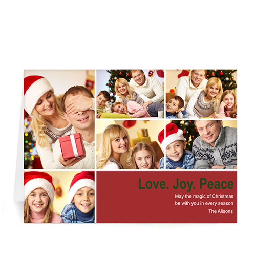 Tarjeta personalizada de felicitación con collage de 6 fotografías. 