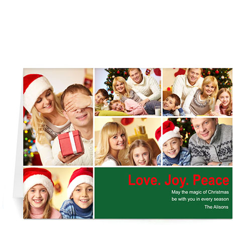Tarjeta personalizada de felicitación con collage de 6 fotografías. 