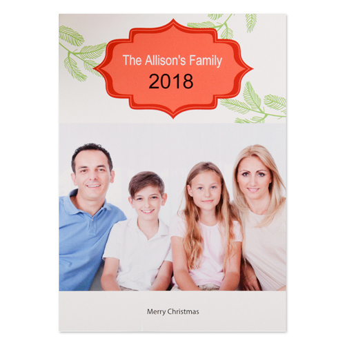 Tarjeta personalizada con collage de fotografía. Diseño árbol navideño