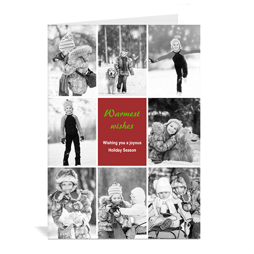 Tarjeta personalizada de felicitación con collage de 8 fotografías. 