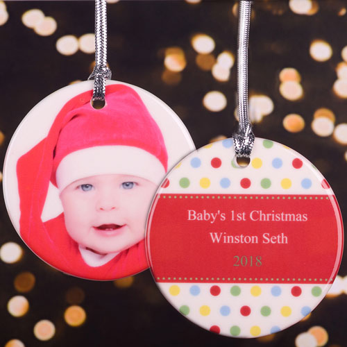 Polka Dot Personalized Photo Ornament