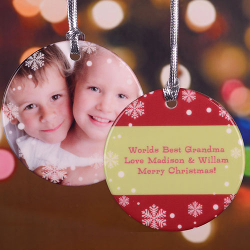 Christmas Snowflake Personalized Photo Porcelain Ornament