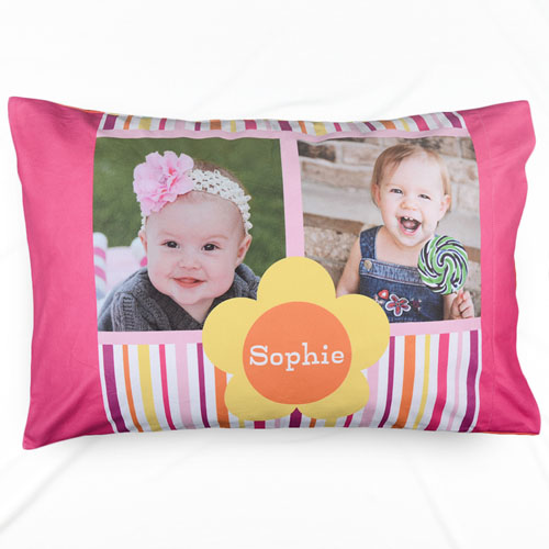 Funda de almohada personalizada con rayas y flores