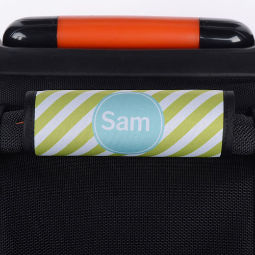 Envoltura de asas de equipaje personalizada con raya color lima