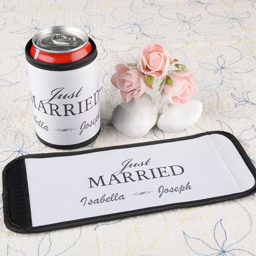 Recién casados Personalizada envoltura de lata o botella  blanco