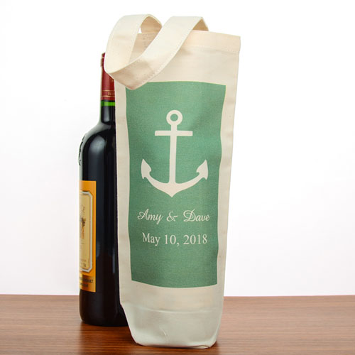 Bolsa de vino de algodón personalizada con ancla
