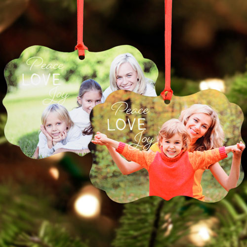 Peace Love Joy Personalized Metal Ornament