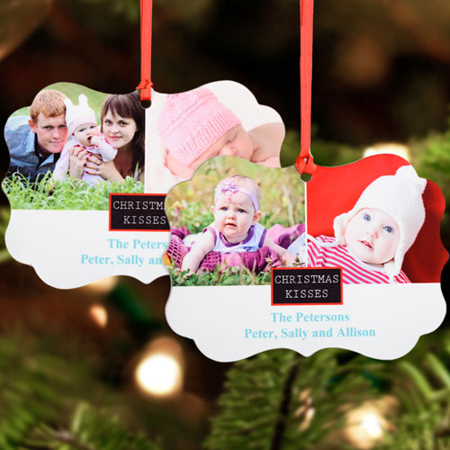 Christmas Kisses Personalized Metal Ornament