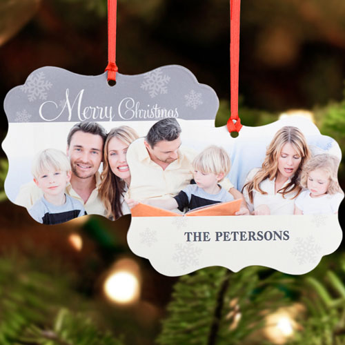 Merry Snowflake Personalized Metal Ornament