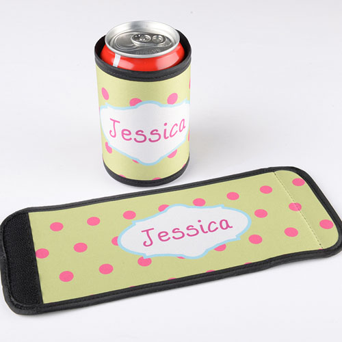 Lunares color lima rosado Personalizada envoltura de lata o botella  