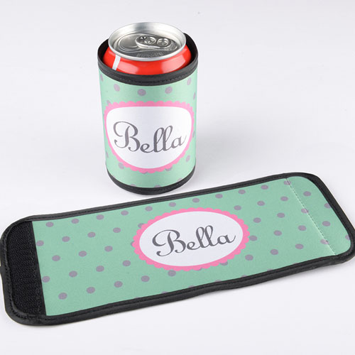 Lunares Menta y Gris Personalizados envoltura de lata o botella  